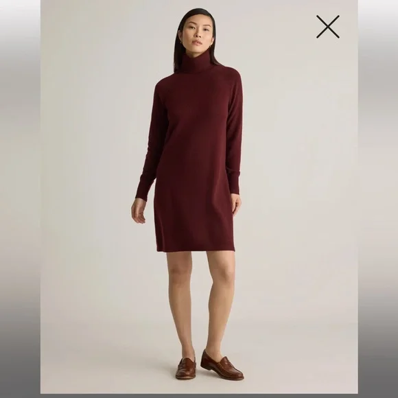 Quince | Dresses | Quince Mongolian Cashmere Turtleneck Sweater Dress Rich  Burgundy Medium Nwt | Poshmark